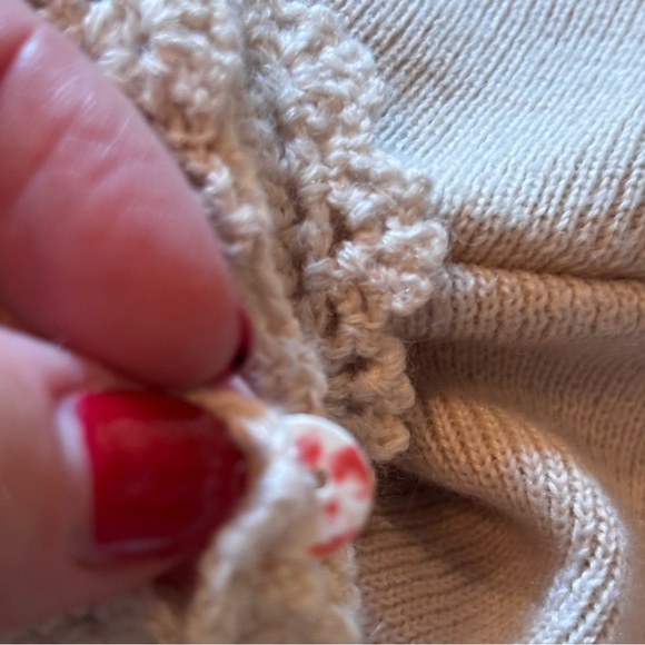 Soft Surroundings Cream Crochet Cowl Neck Sweater, Medium, Cottagecore Prairie - Picture 9 of 11